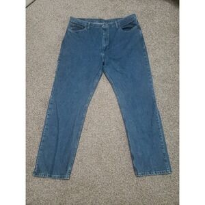 Wrangler Jeans Mens 42x32 Blue Five Pocket Zip‎ Fly Dark Wash Denim